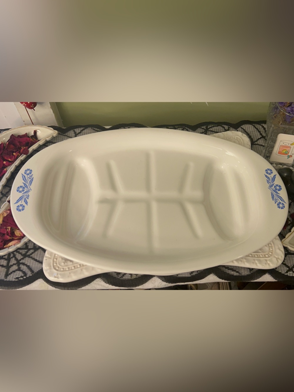 Corning Ware Blue Cornflower Oval Meat Serving Platter (Model P-19)
